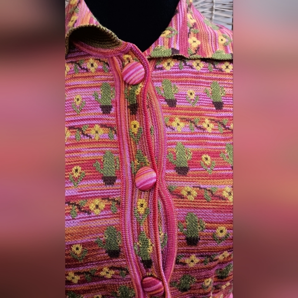 Zara Colorful Cactus Patterned Button-Up Cardigan_S - Picture 4 of 8